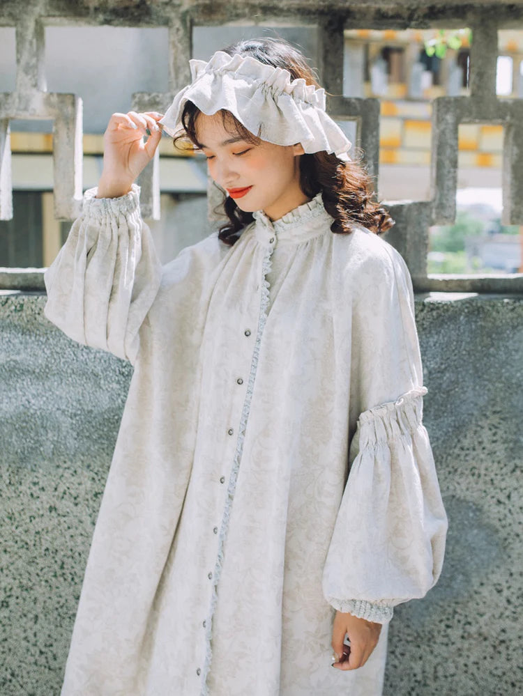 French Girl Loose Lace Cotton Linen Dress