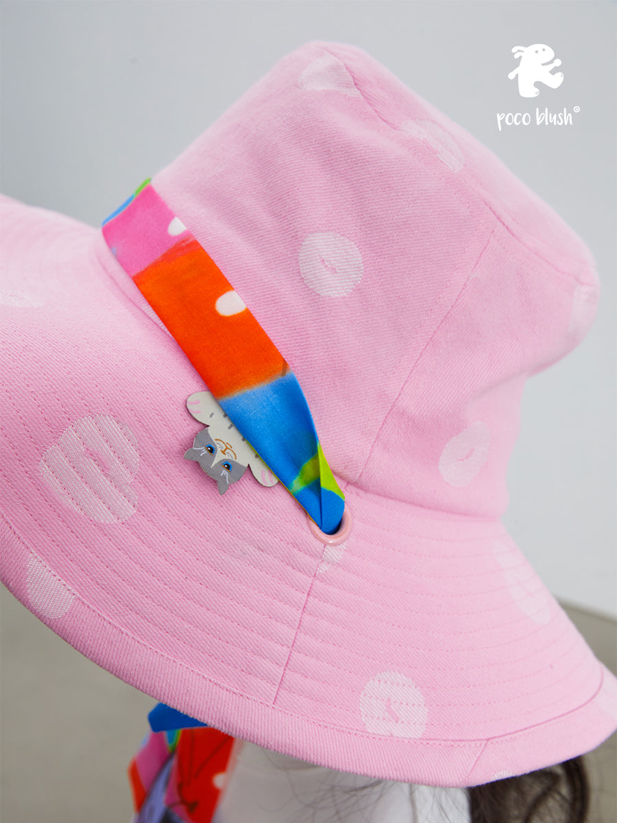 pocoblush Original Design Gradient Jacquard Ribbon Fisherman Hat 2024 New Spring/Summer Sun Protection Girls Sun Hat