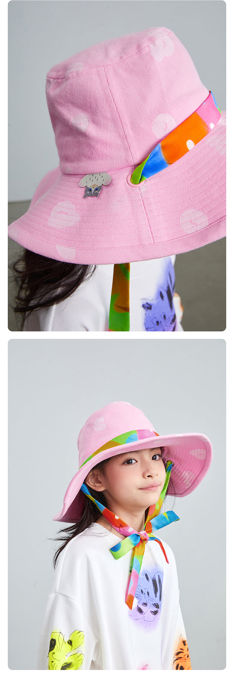 pocoblush Original Design Gradient Jacquard Ribbon Fisherman Hat 2024 New Spring/Summer Sun Protection Girls Sun Hat