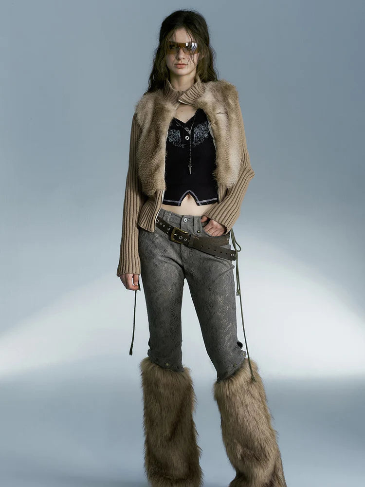 Knitted Switching Eco-Friendly Fur Jacket- Outfit Ideas