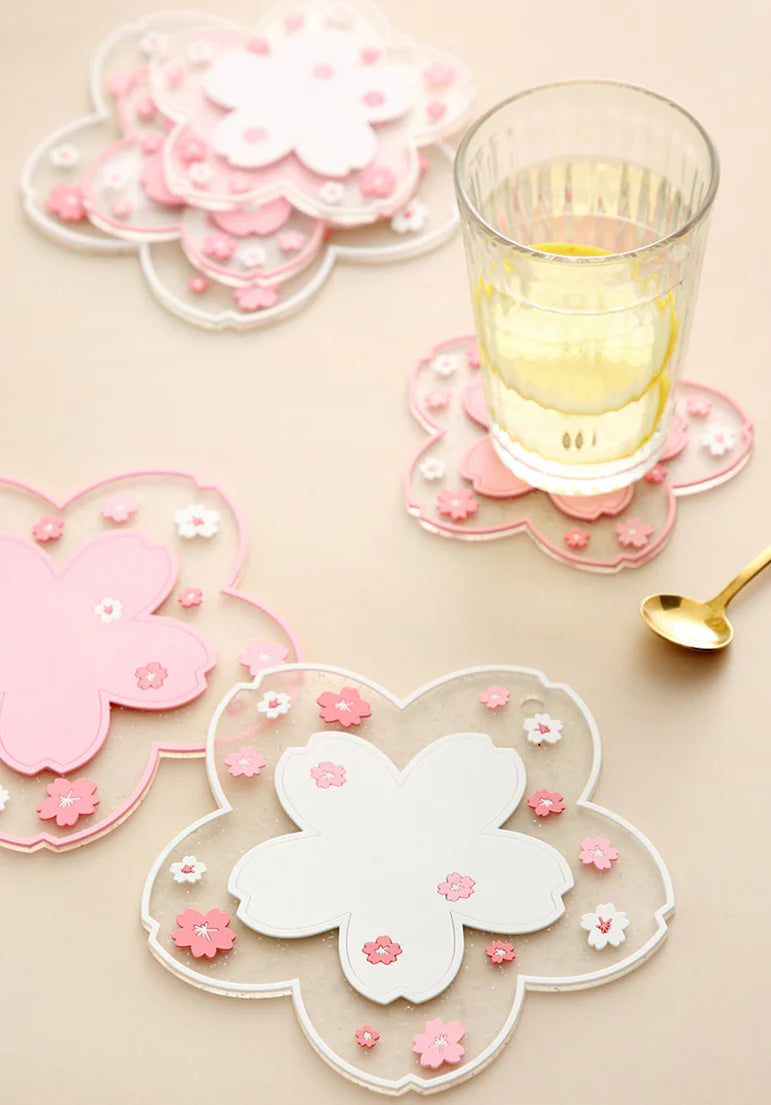 Kawaii Sakura Flowers Cup Mat