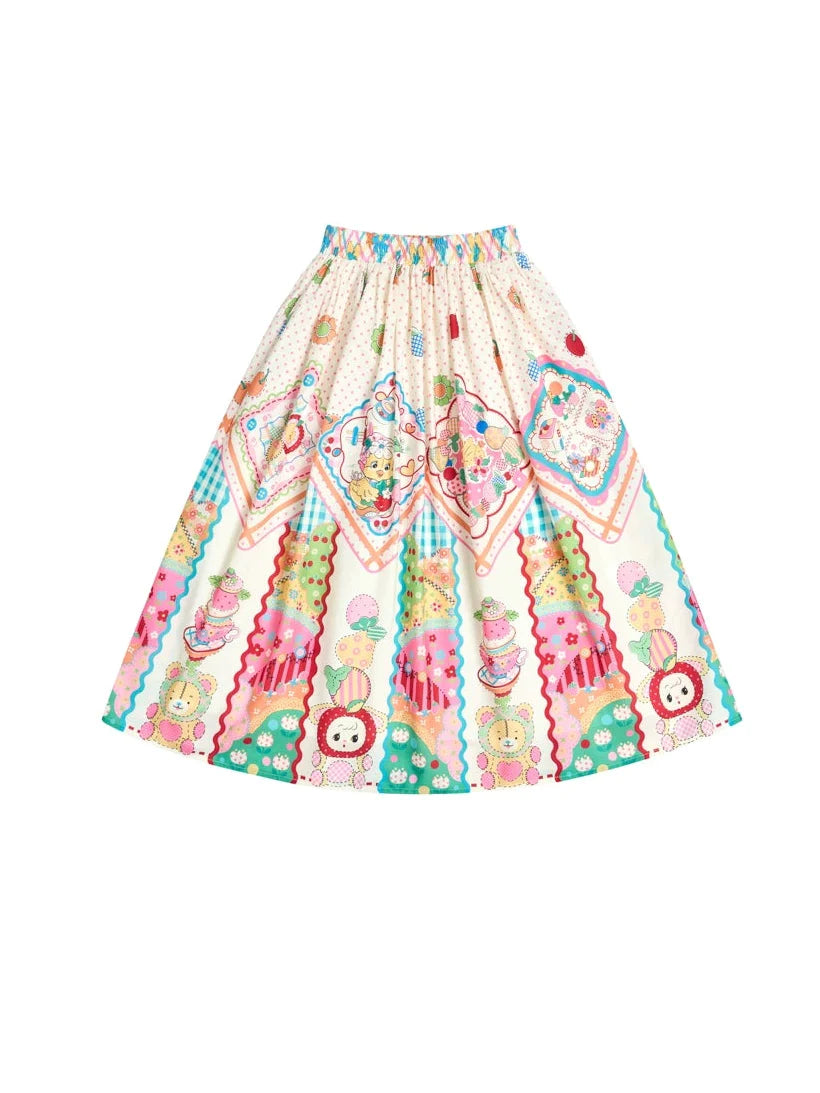 Handkerchief Print Gather Skirt- Outfits Aesthetic