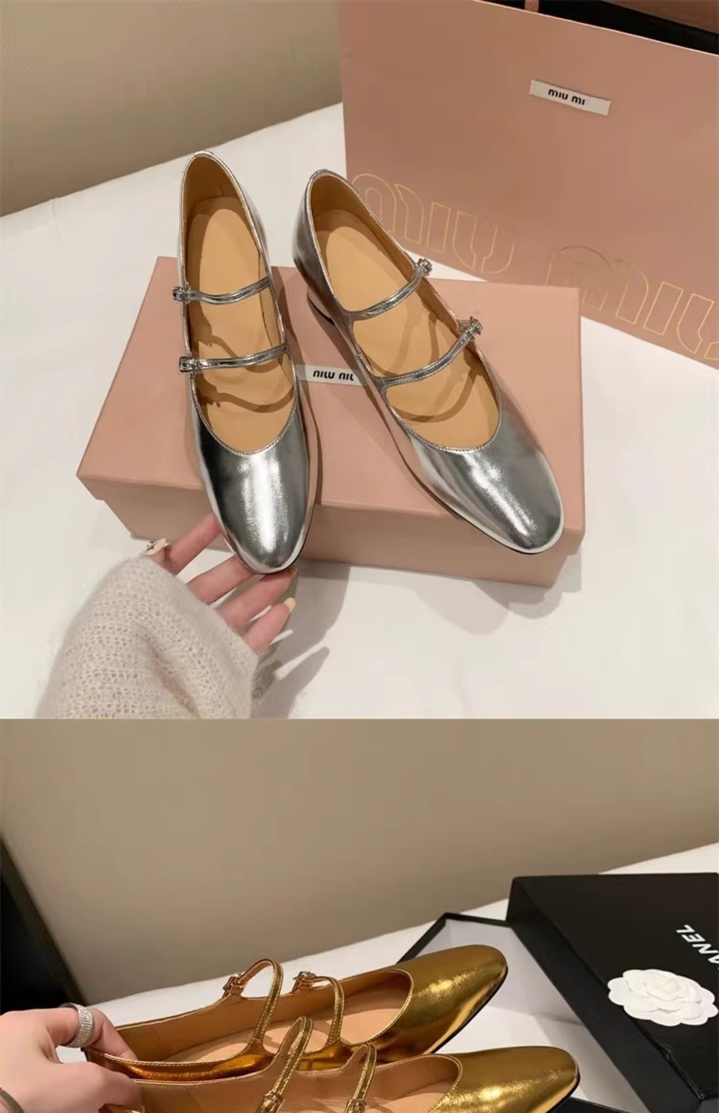 Romantic Escape ~ High Fashion INS Style Double-Breasted Silver Mary Jane Shoes Chic Round-Toe Chunky Heel Sheepskin Single Shoes for Women