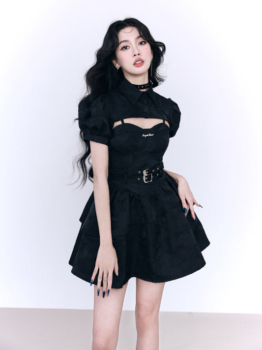 fragileheart Fragile Store Rock Sweetheart Princess Sling Dress Spicy Black Date Battle Skirt