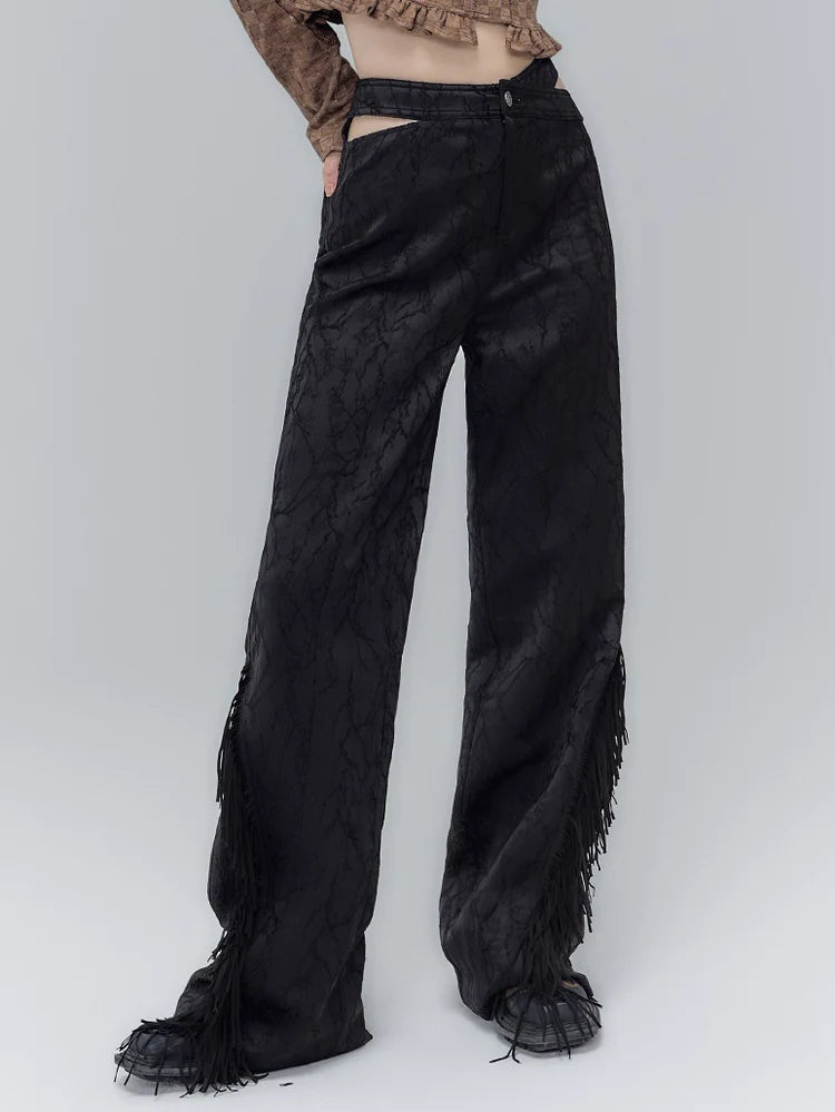 Waist Cutout Tassel Trousers