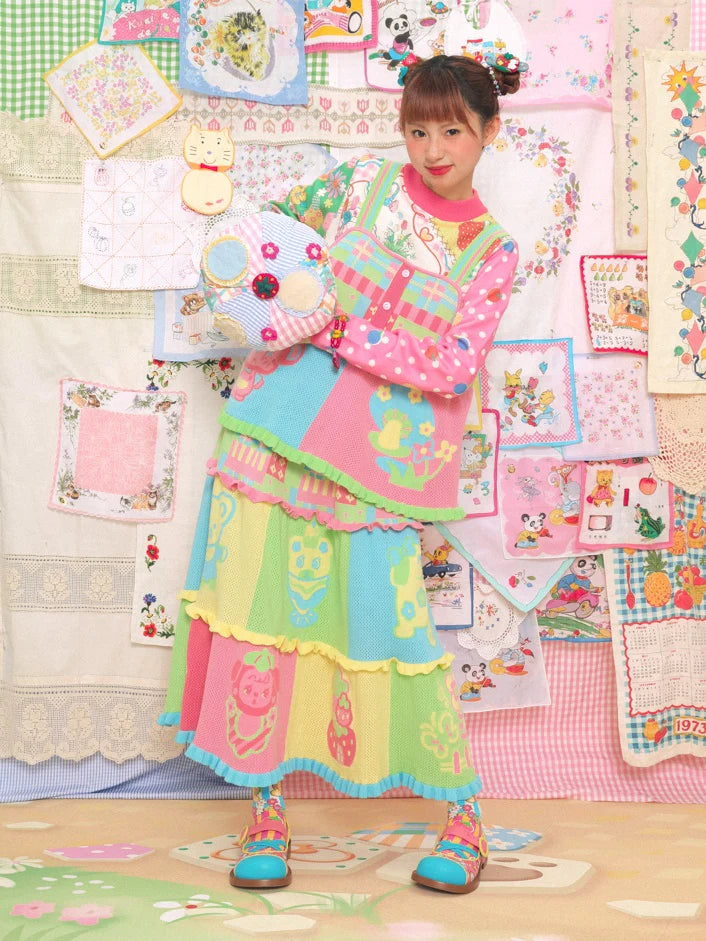 Colorful Cartoon Knitted Cake Skirt- Outfits Aesthetic