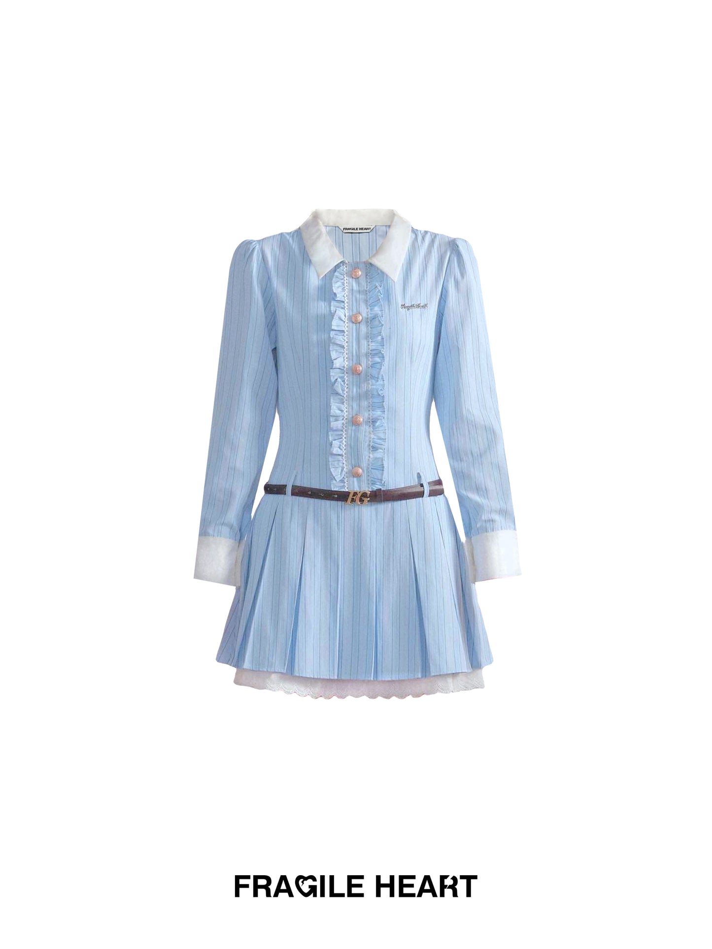 fragileheart Fragile Store Sweet College Style Blue Striped Shirt Dress French Birthday Dress