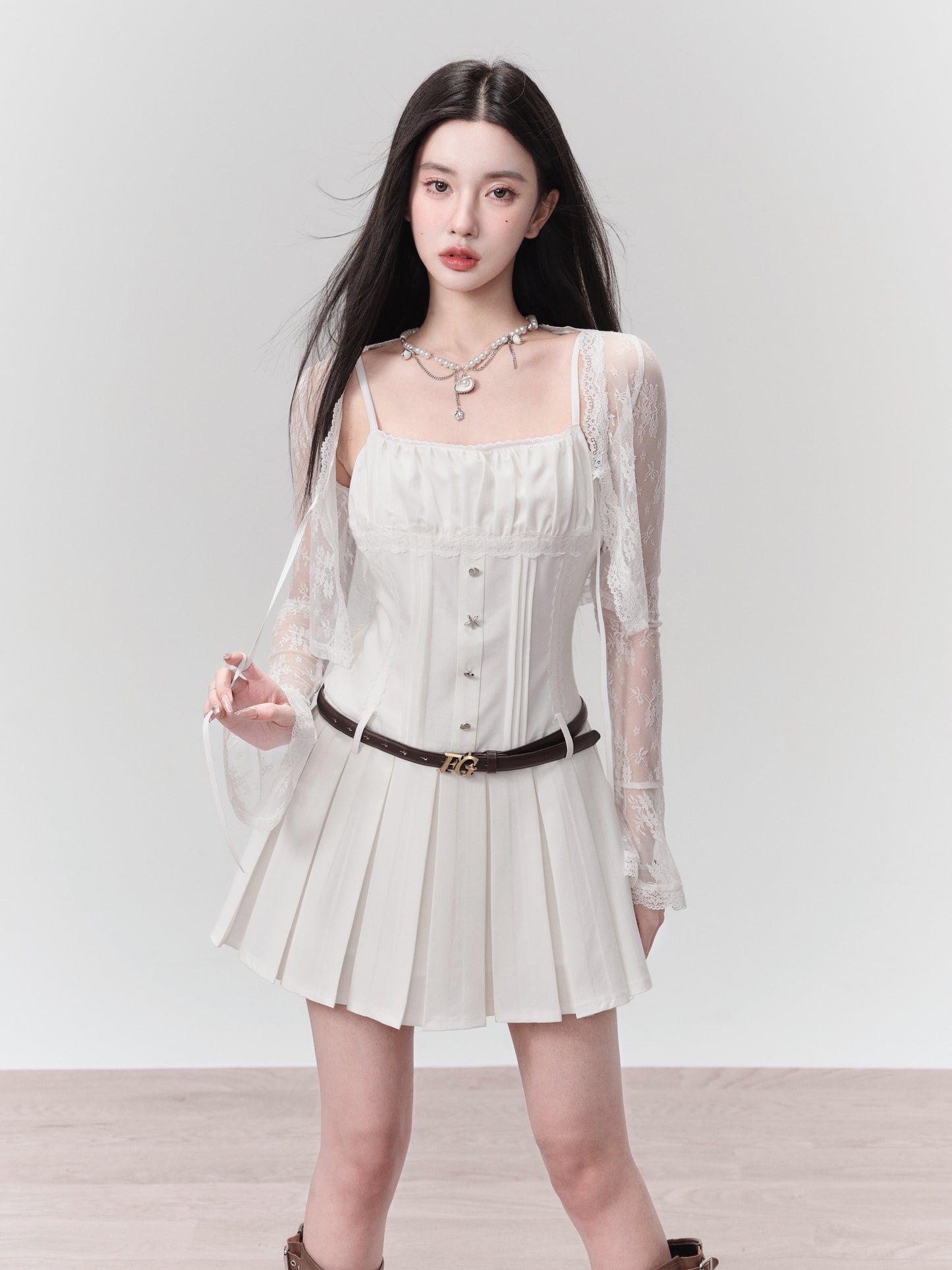 fragileheart Fragile Store "Seven-Day Confession" Sweet and Cool Hot Sister White Dress Temperament School Sister New Style Dress