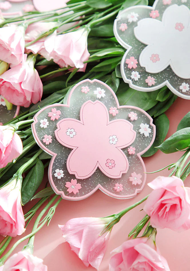 Kawaii Sakura Flowers Cup Mat