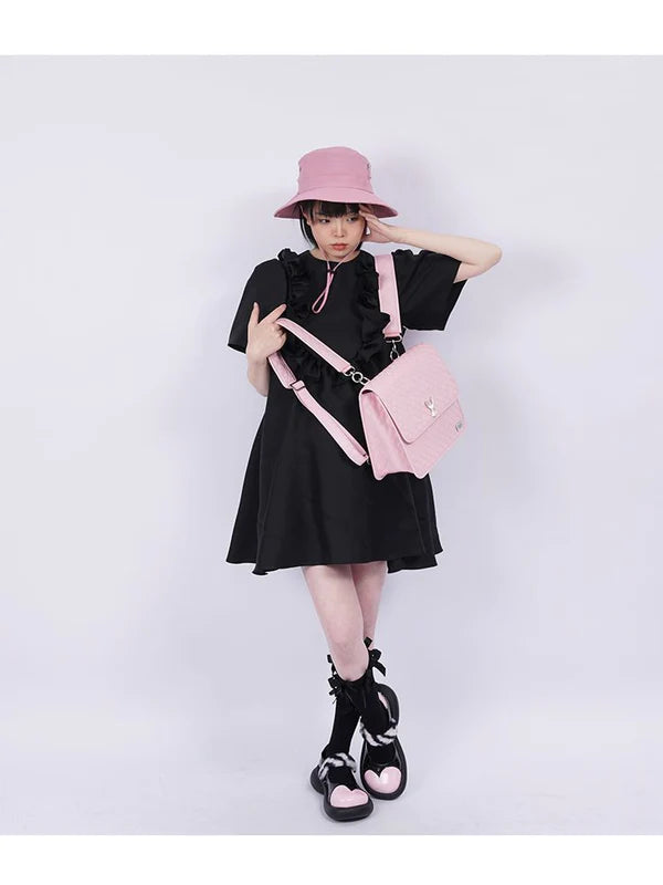 Black &amp; Pink Stitching Backpack