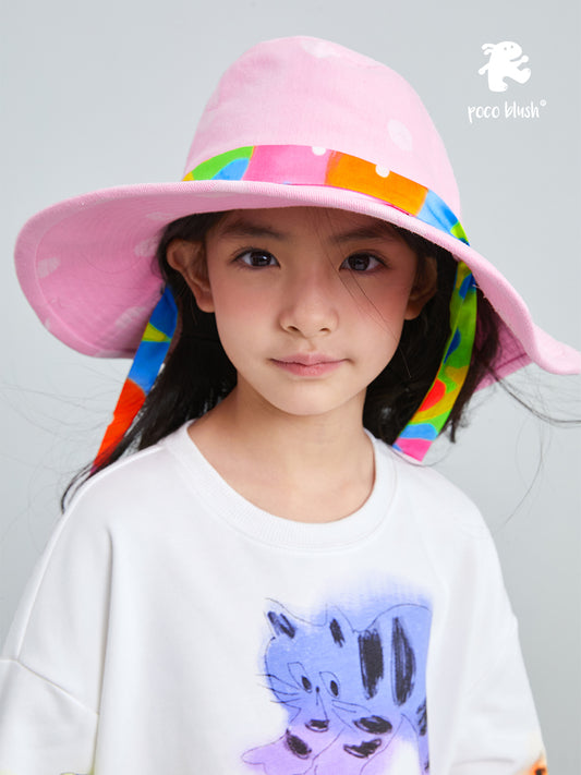 pocoblush Original Design Gradient Jacquard Ribbon Fisherman Hat 2024 New Spring/Summer Sun Protection Girls Sun Hat