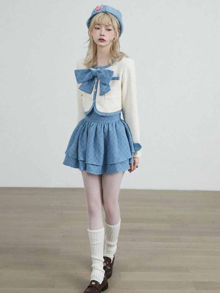 Bow Short Jacket & Cake Skirt