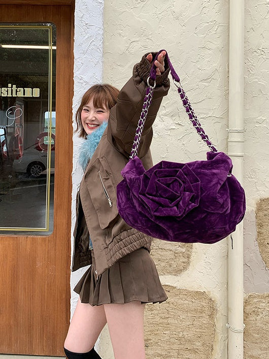 Rose Velvet Chain Bag - Simple Outfits