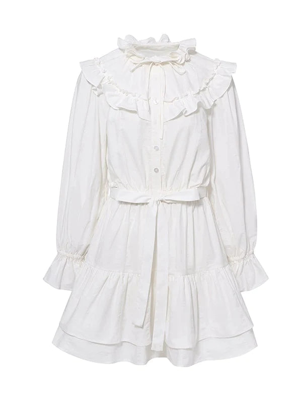 Lace Collar Flying Sleeve Shirt Dress