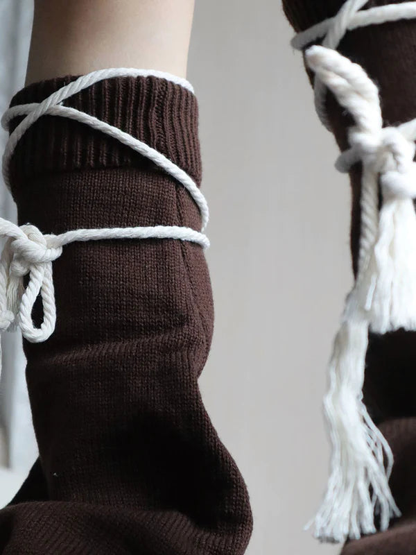 Strap Knit Leg Warmers