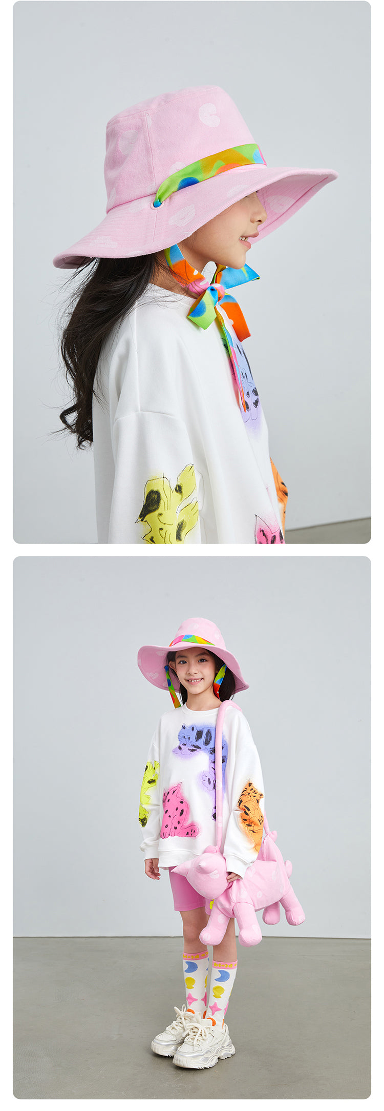 pocoblush Original Design Gradient Jacquard Ribbon Fisherman Hat 2024 New Spring/Summer Sun Protection Girls Sun Hat