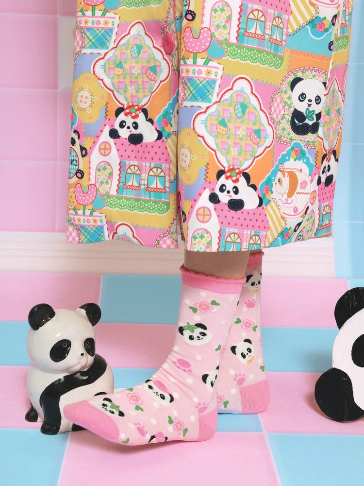 Cartoon Colorful Panda Mid-calf Socks Set- Outfits Aesthetic