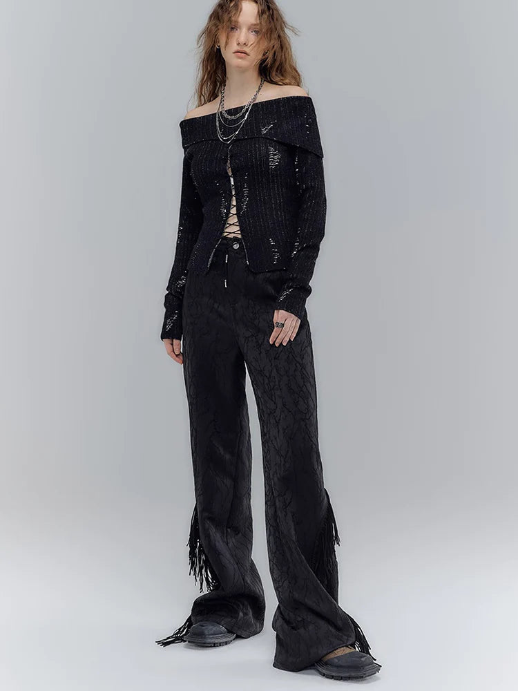 Waist Cutout Tassel Trousers