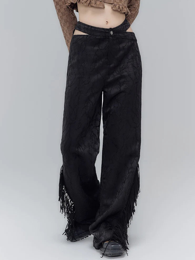 Waist Cutout Tassel Trousers