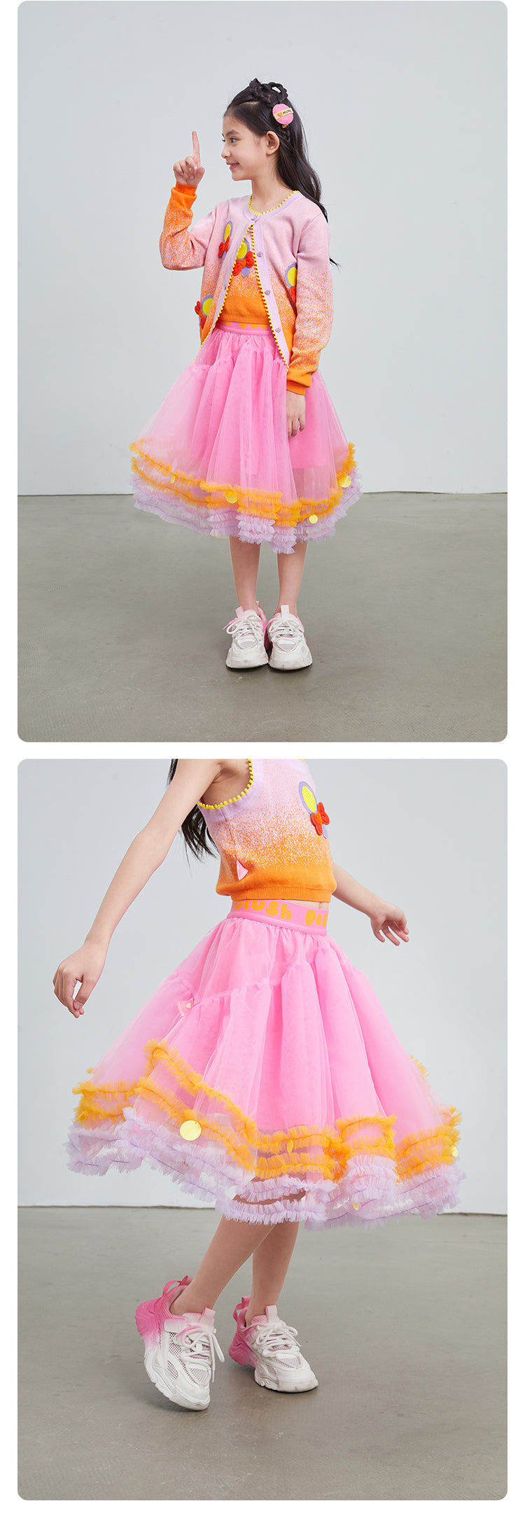 pocoblush Original Design Dreamy Tulle Half Skirt, 2024 Spring/Summer Collection for Girls, Princess Mesh Skirt