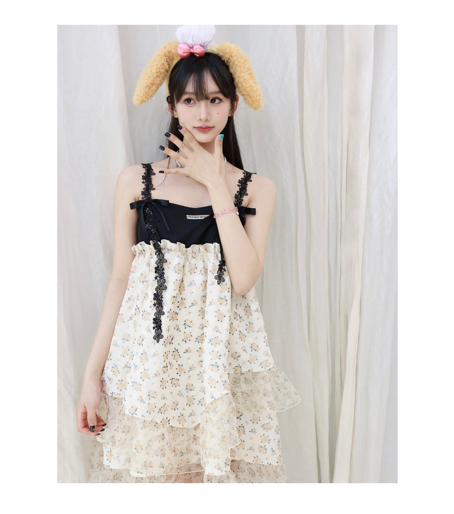 Amber Tea" - Inspired by Kong Xueer - Original sweet spaghetti strap princess puff dress.