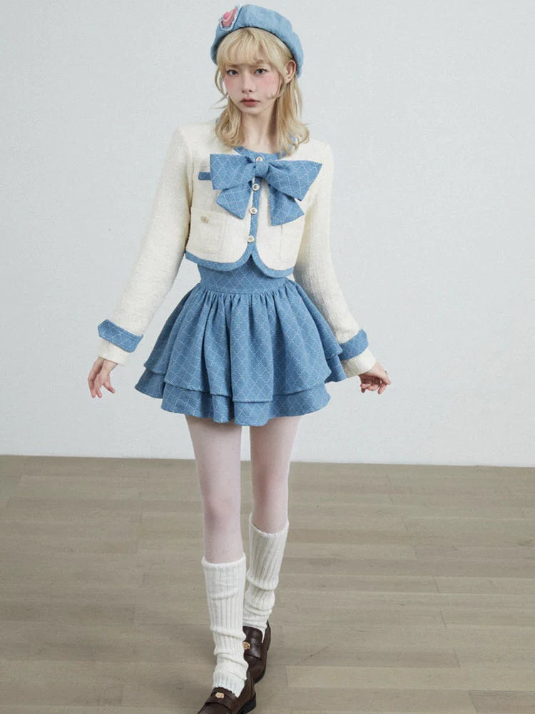 Bow Short Jacket & Cake Skirt