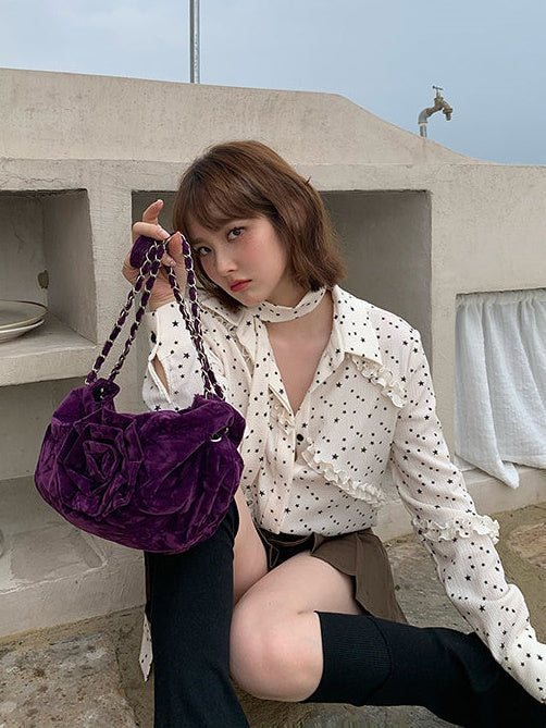 Rose Velvet Chain Bag - Simple Outfits