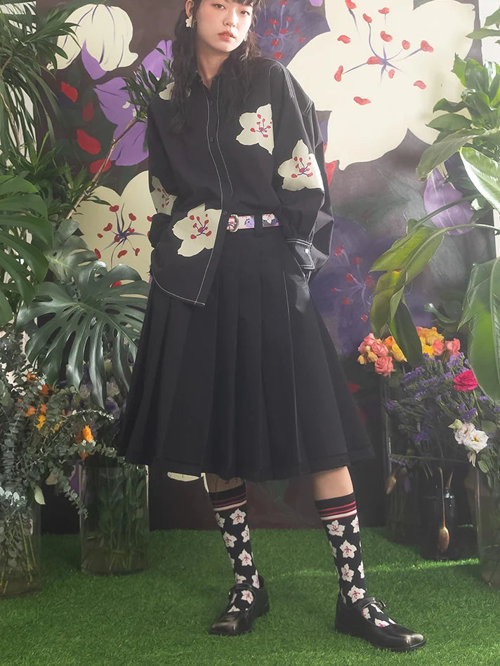 Sakura Jacquard Socks- Outfits Aesthetic