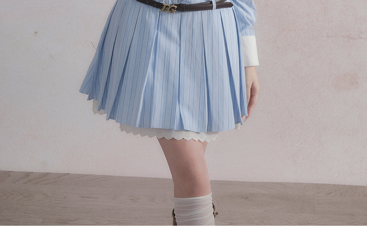 fragileheart Fragile Store Sweet College Style Blue Striped Shirt Dress French Birthday Dress