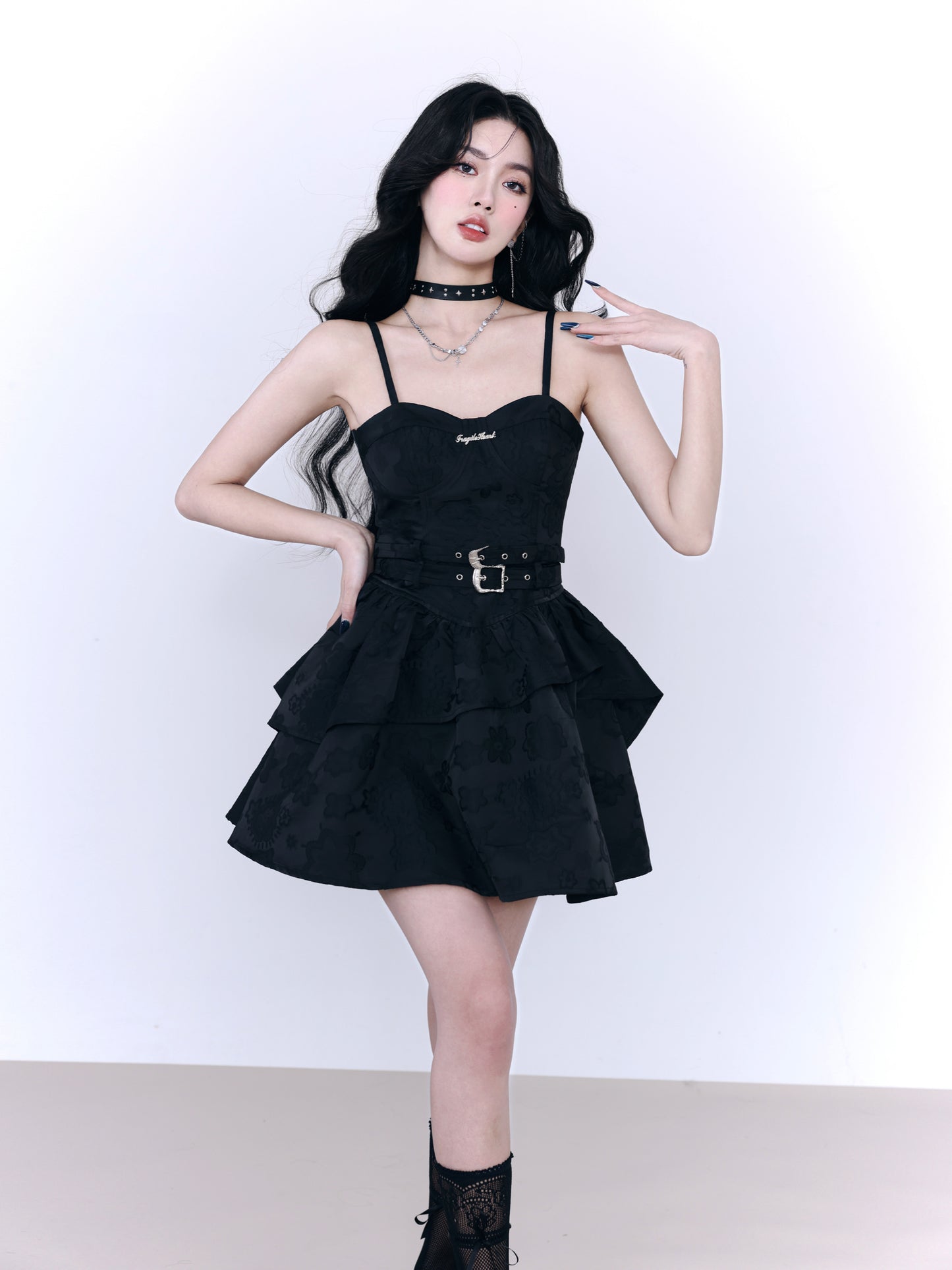 fragileheart Fragile Store Rock Sweetheart Princess Sling Dress Spicy Black Date Battle Skirt