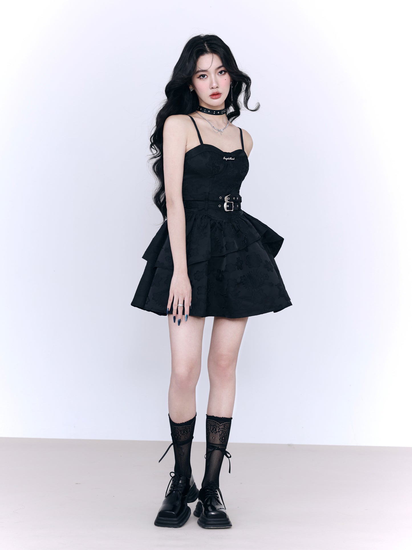 fragileheart Fragile Store Rock Sweetheart Princess Sling Dress Spicy Black Date Battle Skirt