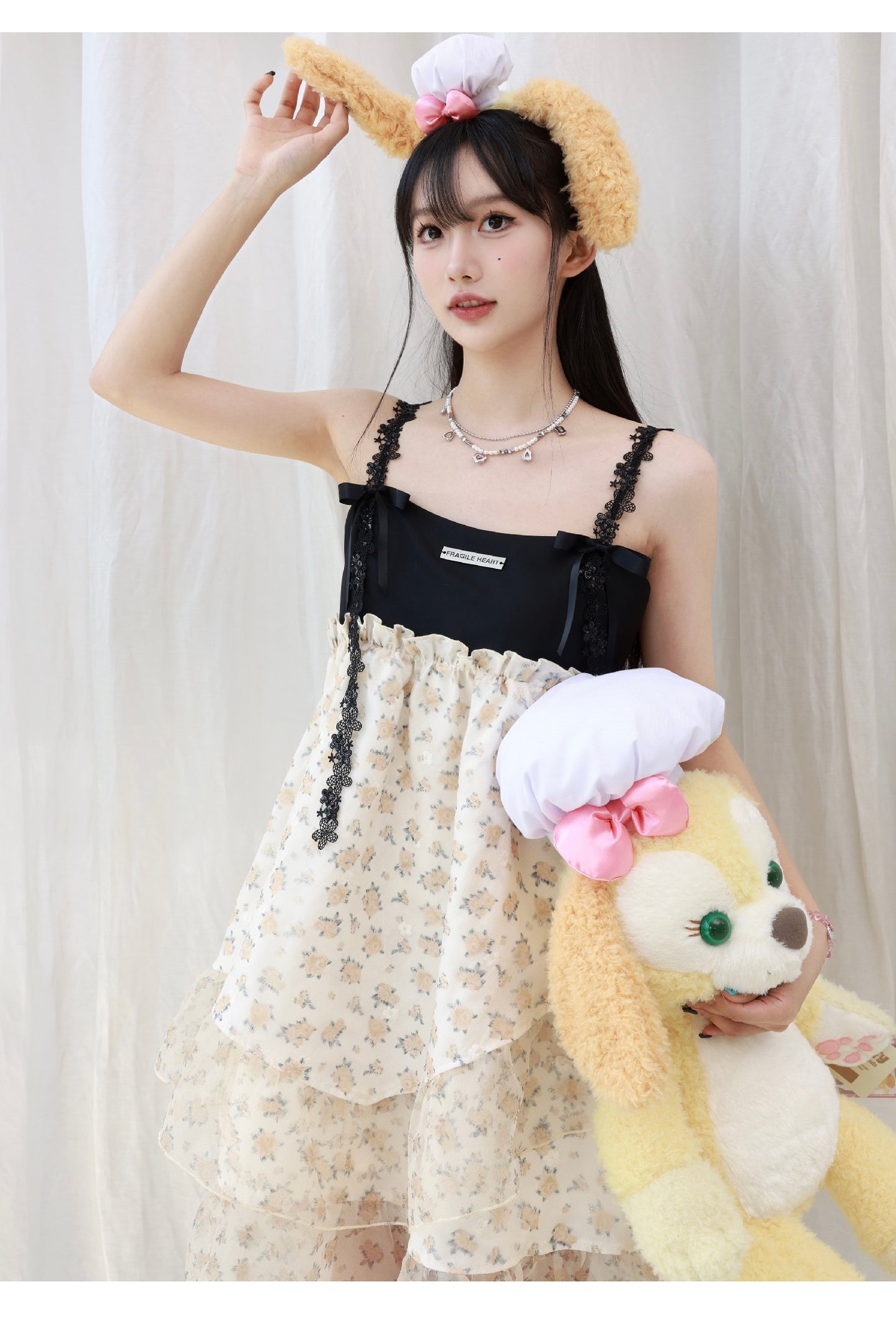 Amber Tea" - Inspired by Kong Xueer - Original sweet spaghetti strap princess puff dress.