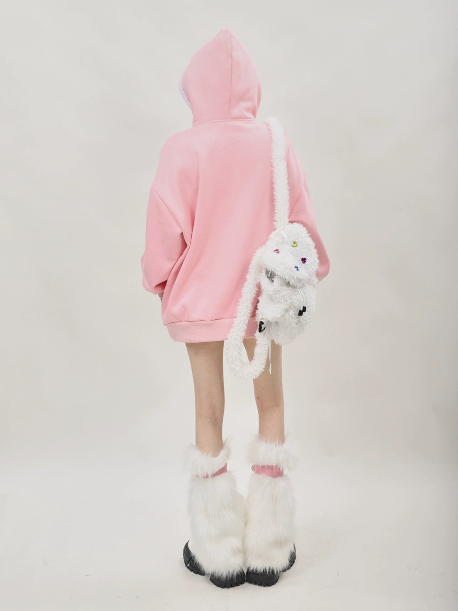 Oversized Kawaii Pink butterfly pullover sweatshirts, hoodies, with added fleece and thickened #PN-5008