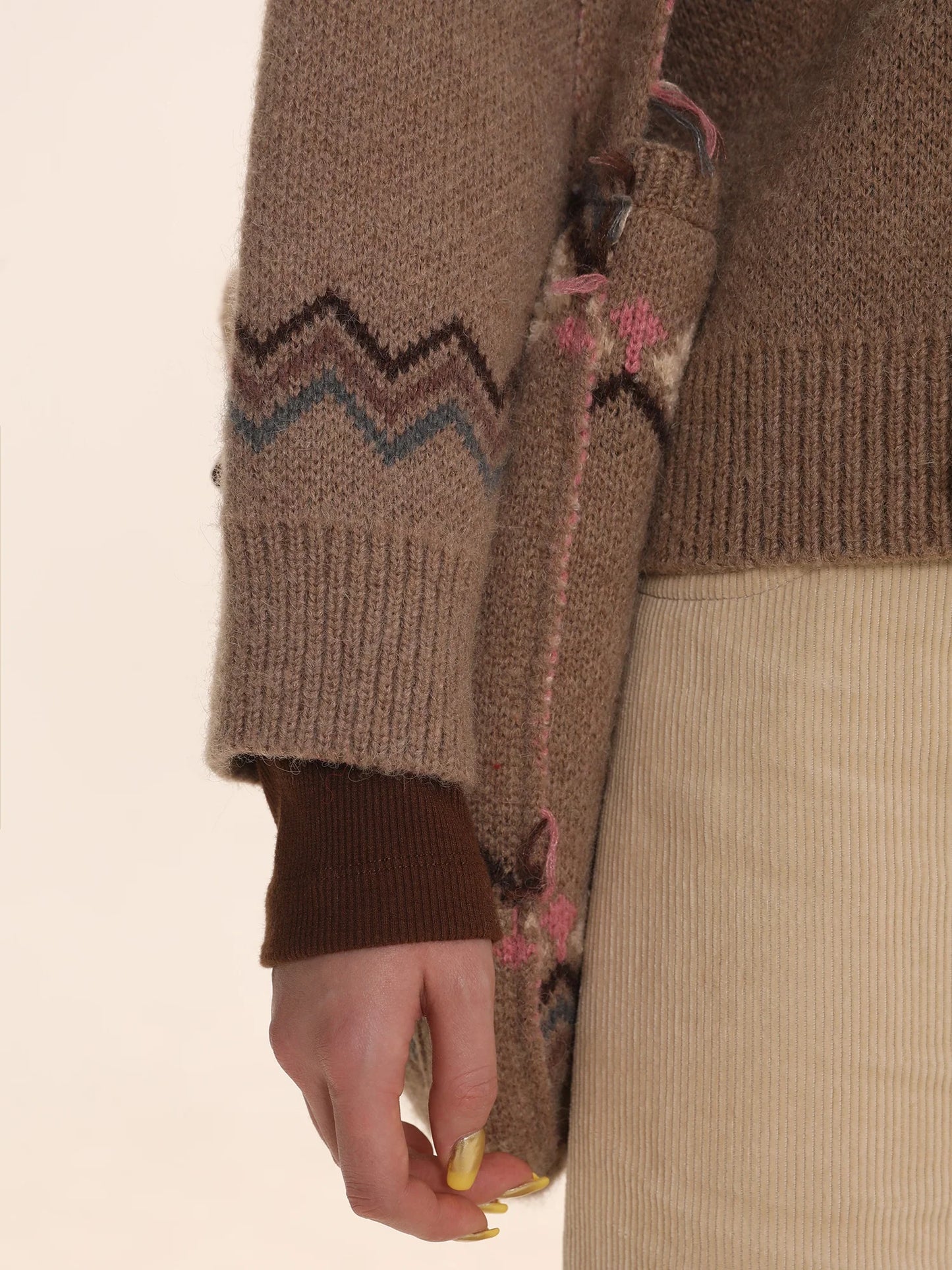 Horn Buckle Rabbit Knitted Cardigan