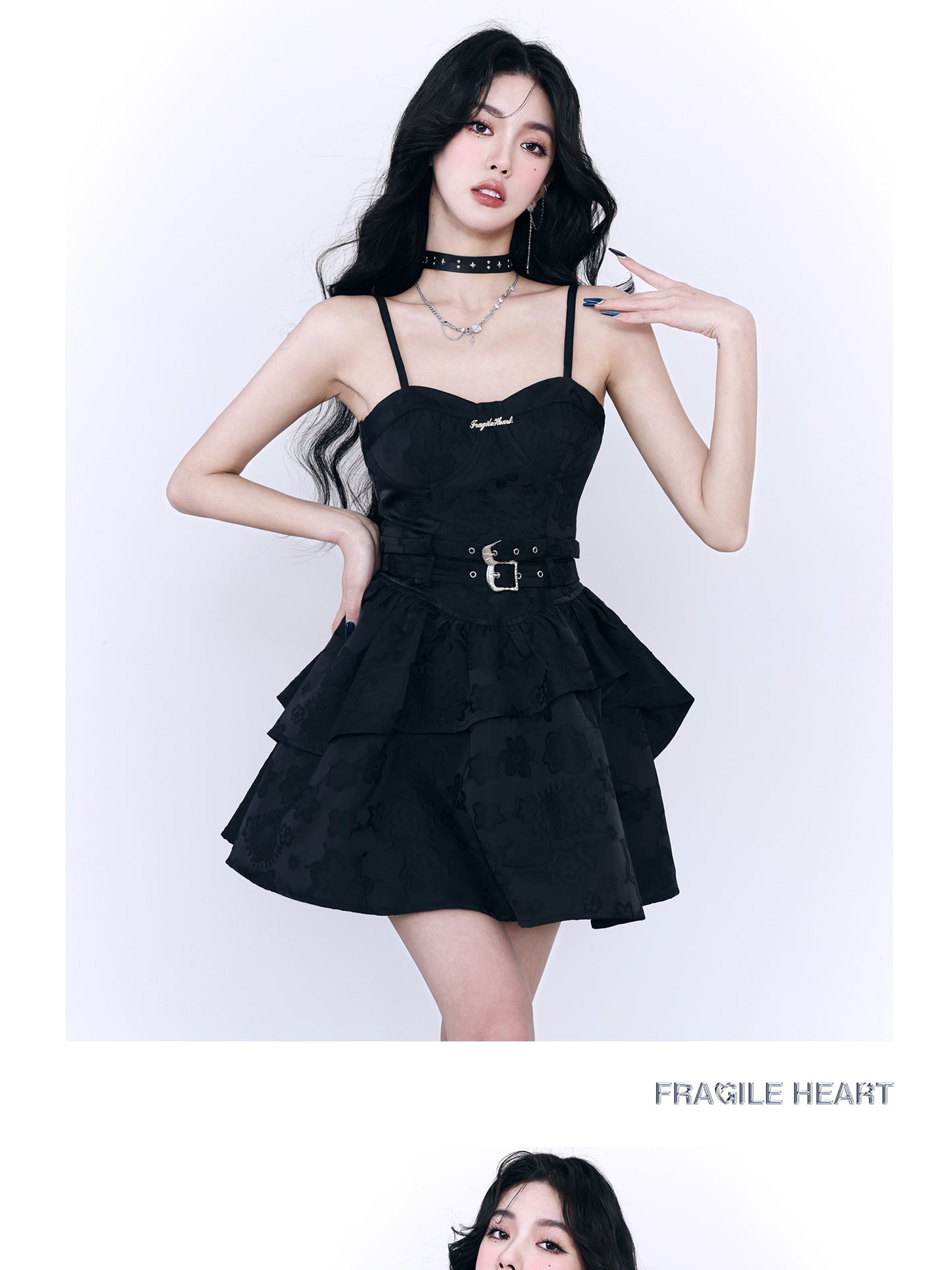 fragileheart Fragile Store Rock Sweetheart Princess Sling Dress Spicy Black Date Battle Skirt