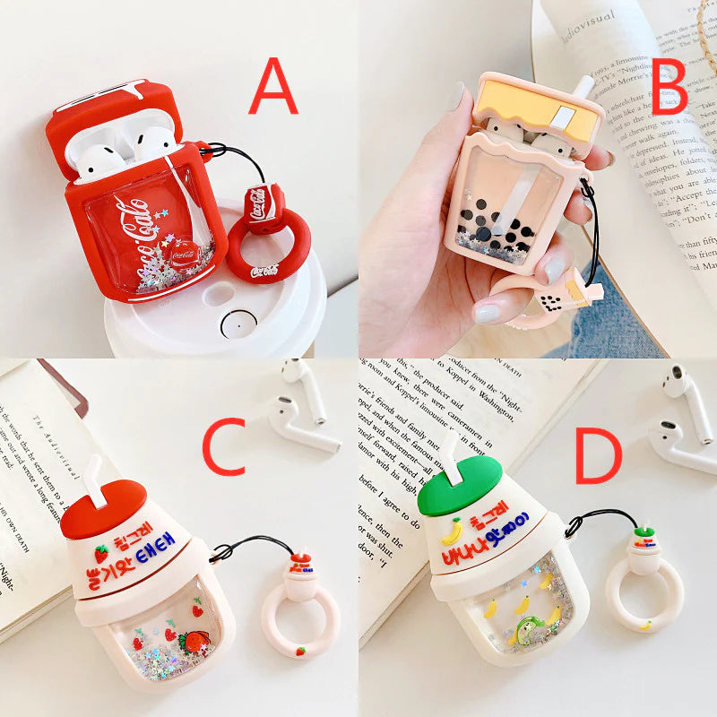 Quicksand Bubble Tea Bottle Airpods Case For iPhone