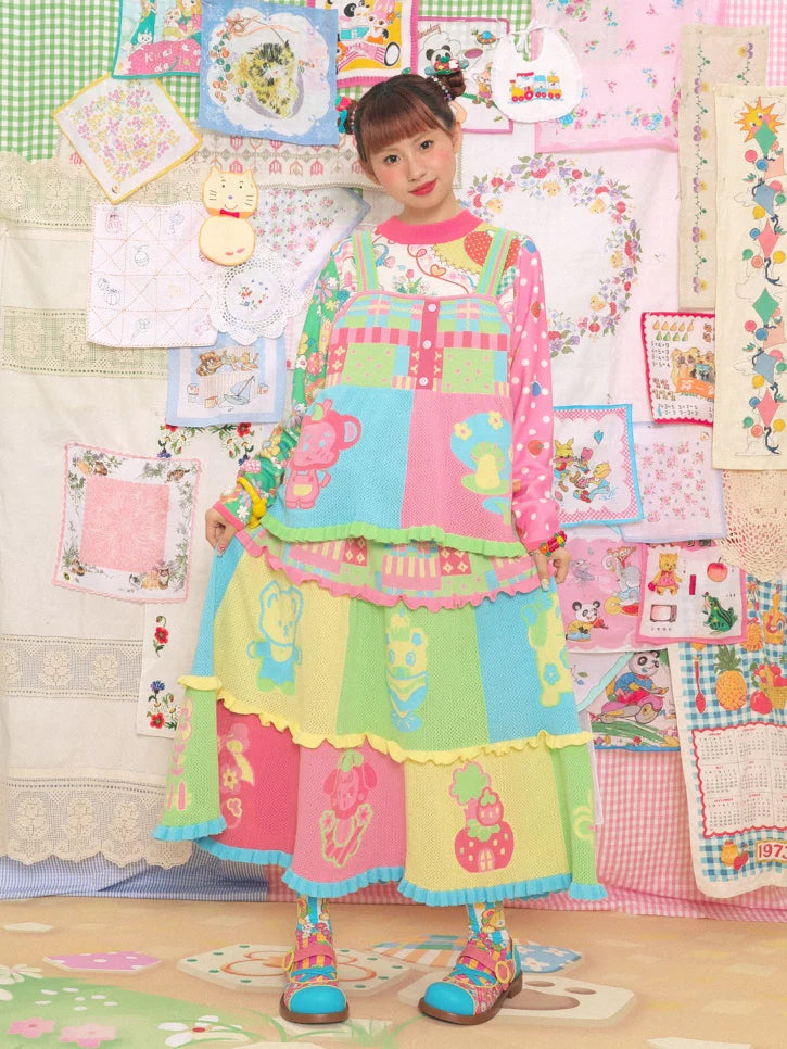 Colorful Cartoon Knitted Cake Skirt- Outfits Aesthetic