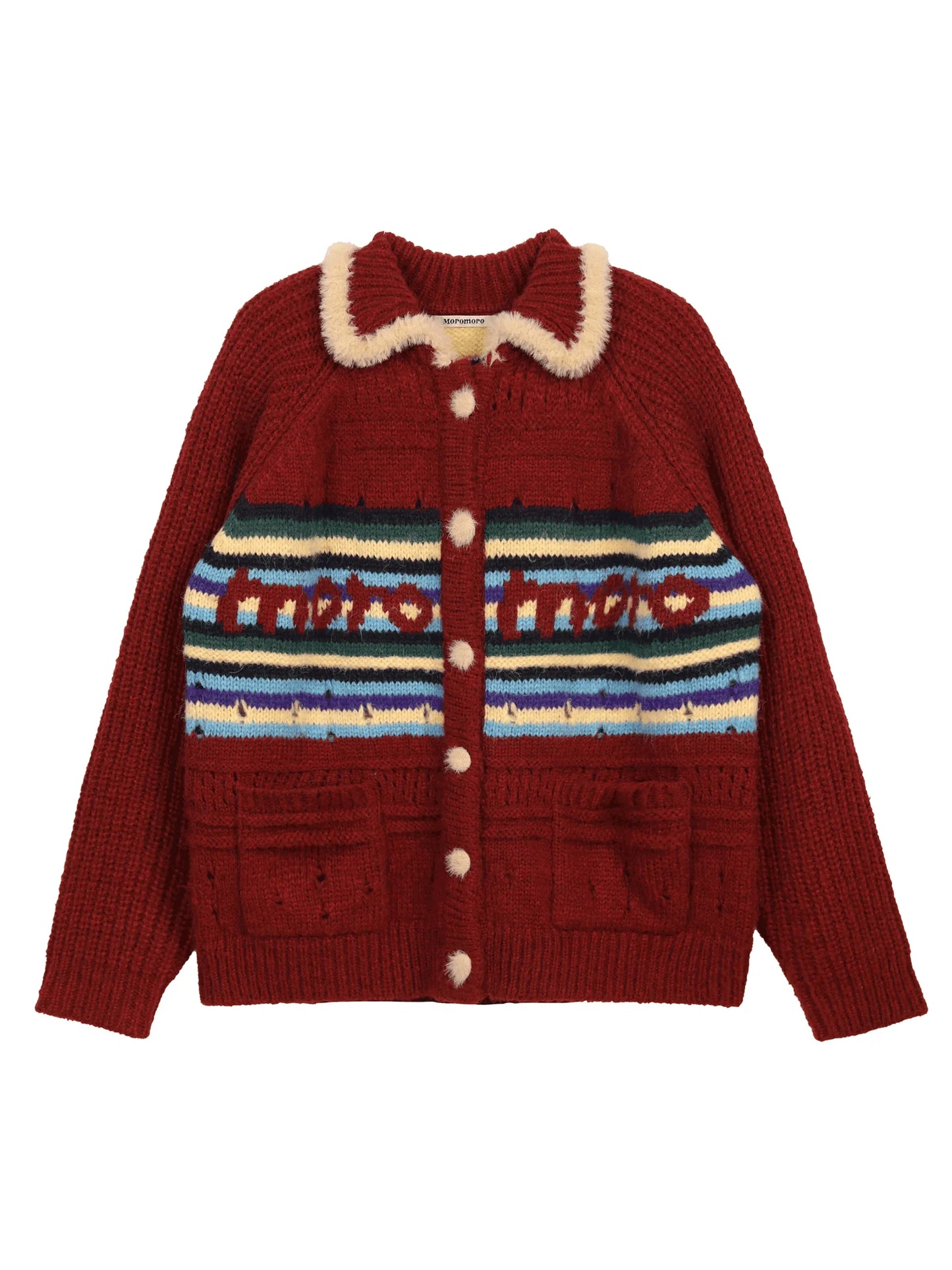 Striped Jacquard Loose Knitted Cardigan