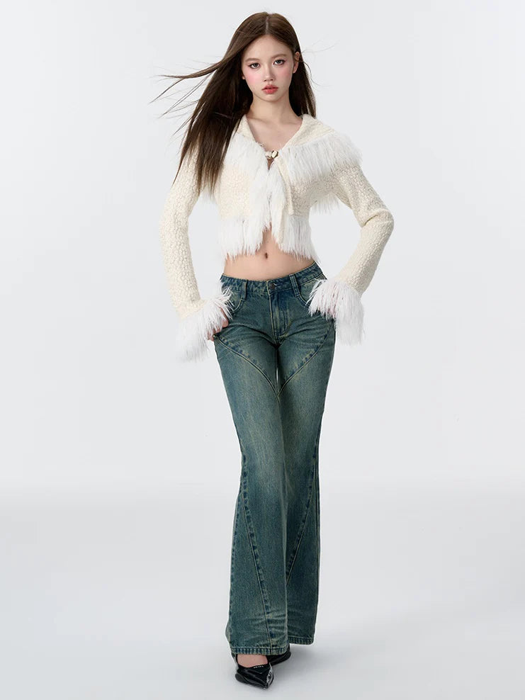 Fur Stitch Knitted Texture Short Cardigan