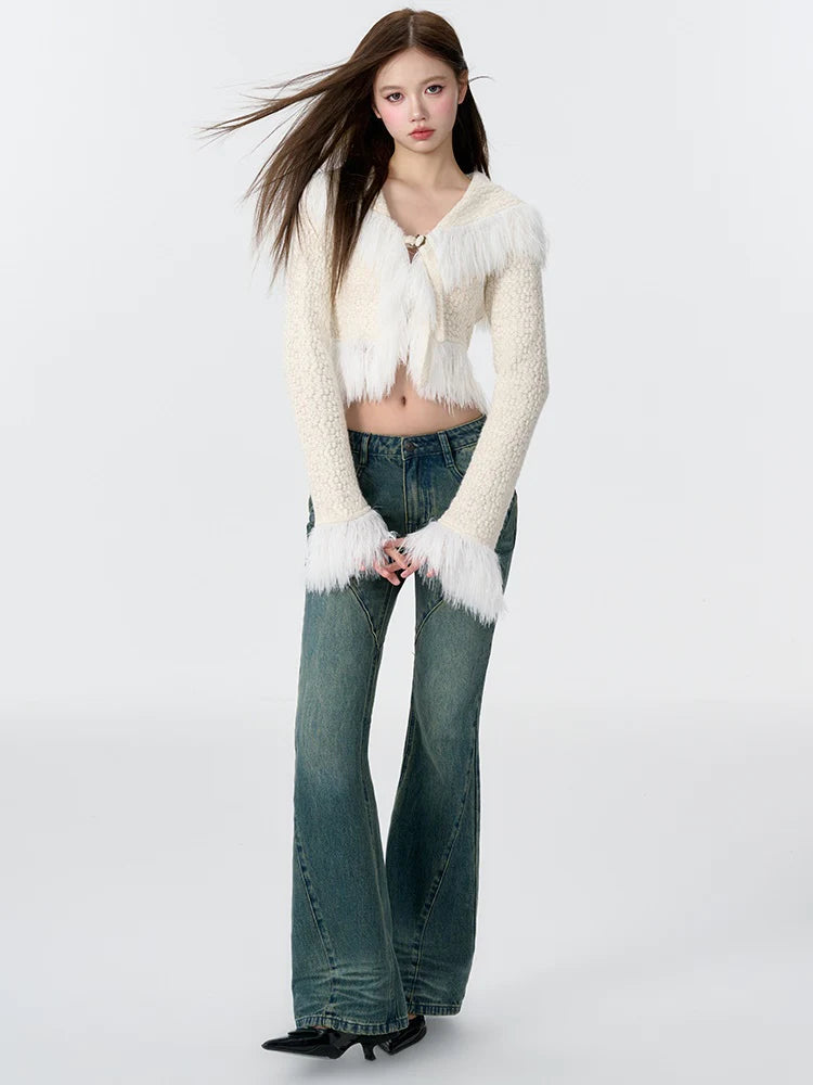 Fur Stitch Knitted Texture Short Cardigan