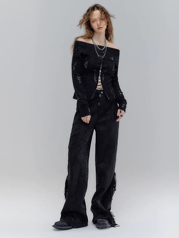 Waist Cutout Tassel Trousers