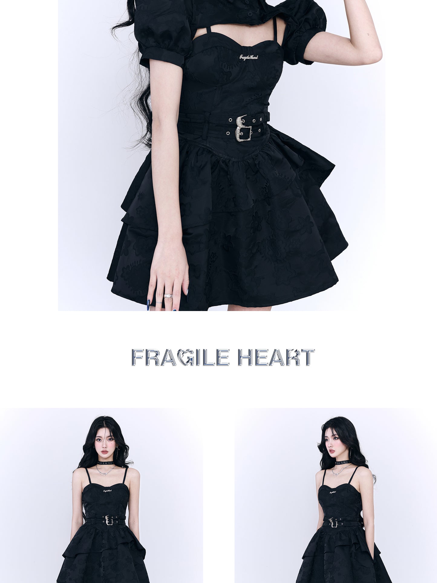 fragileheart Fragile Store Rock Sweetheart Princess Sling Dress Spicy Black Date Battle Skirt