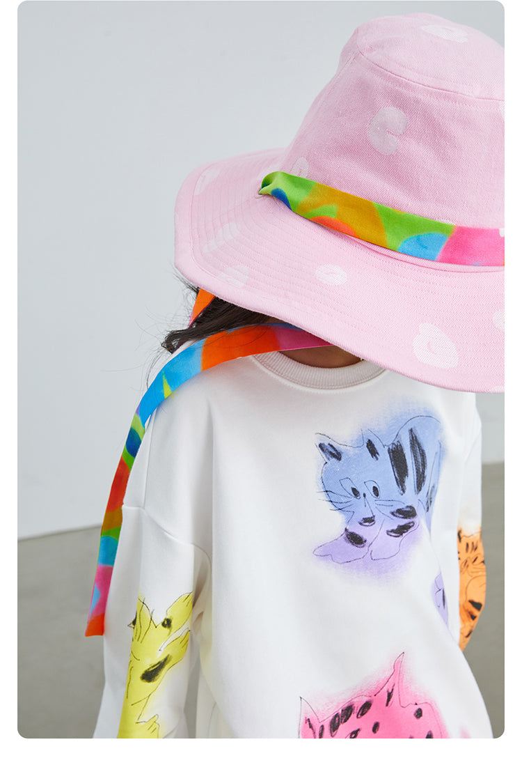 pocoblush Original Design Gradient Jacquard Ribbon Fisherman Hat 2024 New Spring/Summer Sun Protection Girls Sun Hat