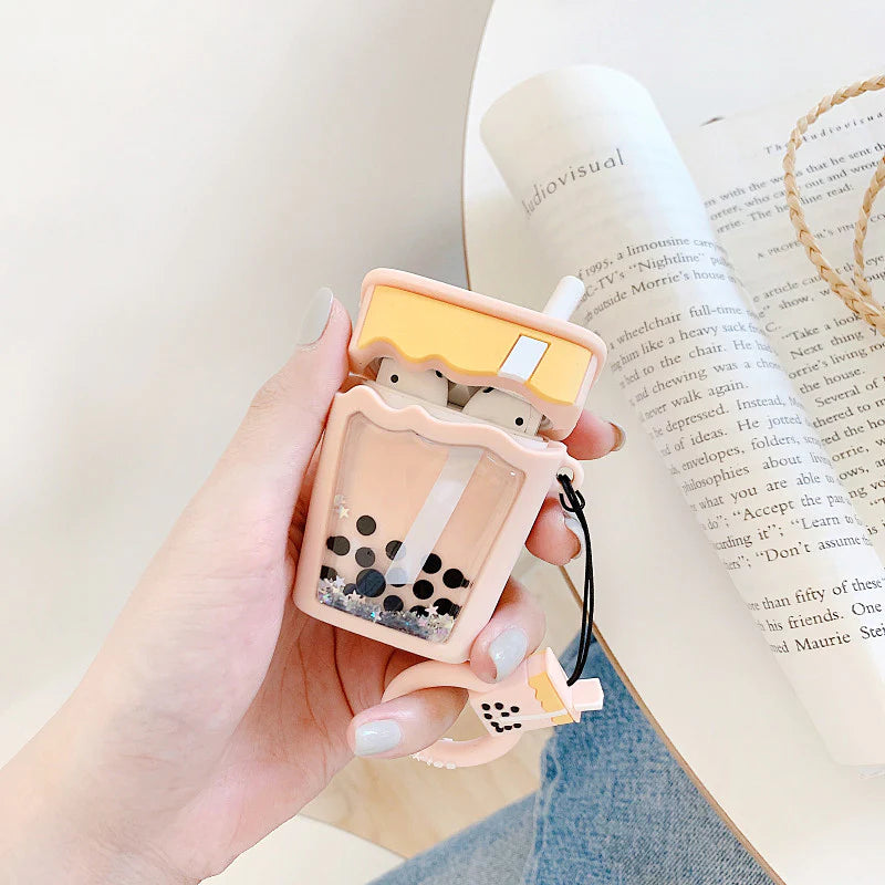 Quicksand Bubble Tea Bottle Airpods Case For iPhone