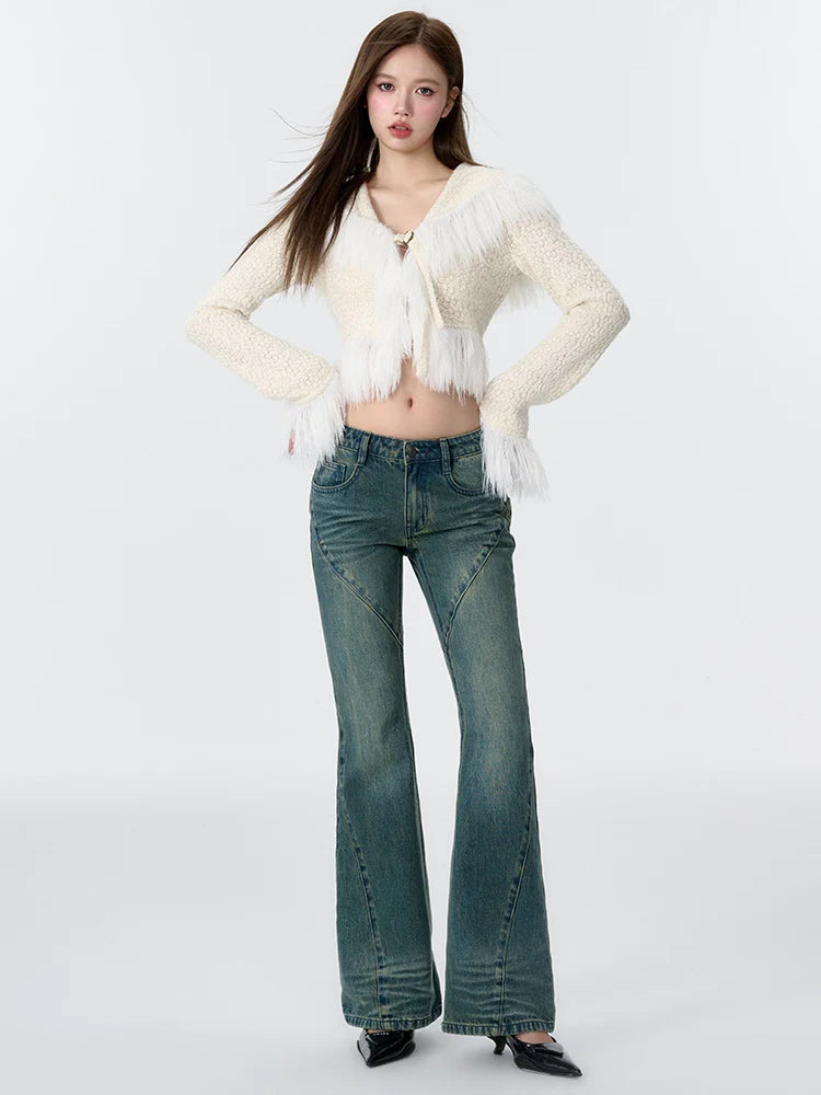 Fur Stitch Knitted Texture Short Cardigan