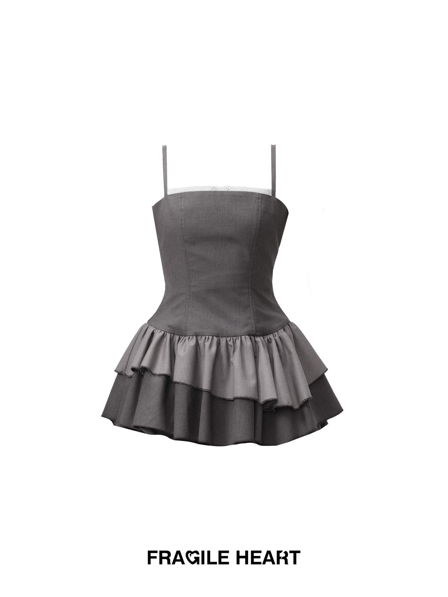 fragileheart Fragile Store · Gray outfit, versatile sweet and salty gray lace spliced suspender princess dress