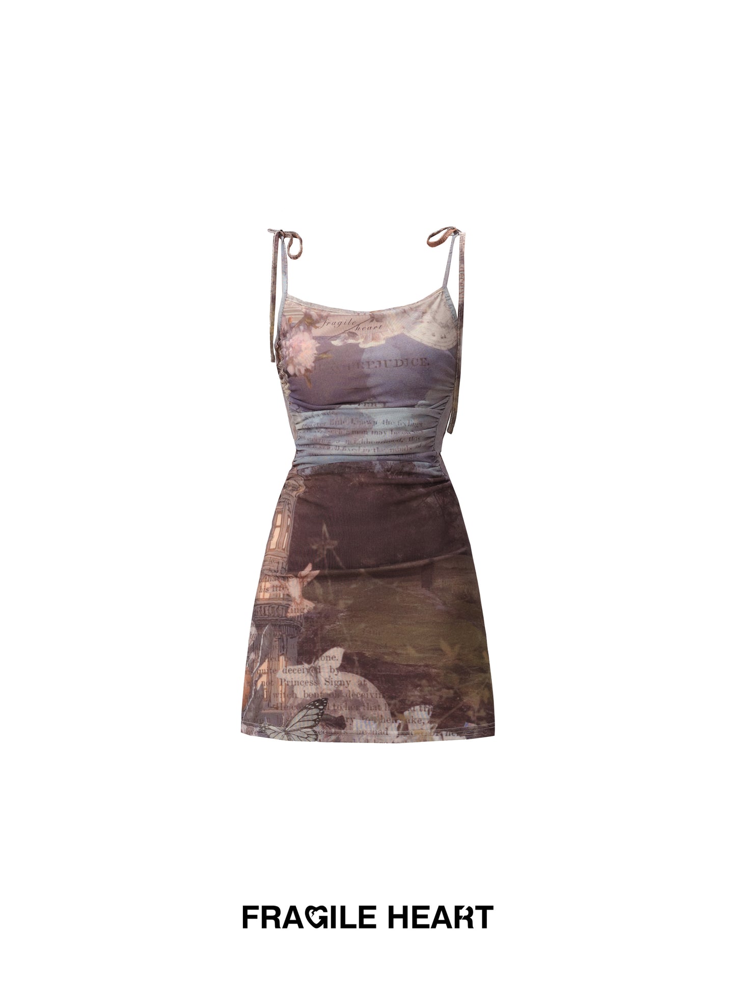 fragileheart Fragile Store · Falling Dream Vintage Printed Oil Painting Dress Slim Knitted Sling Dress