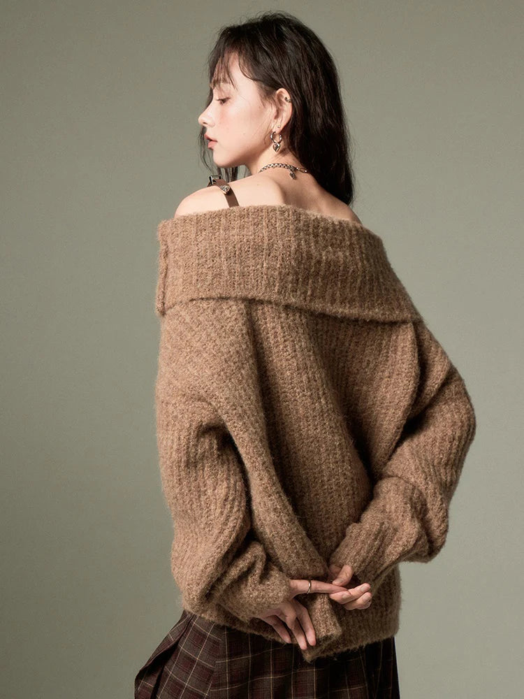 One-Shoulder Strap Loose Sweater