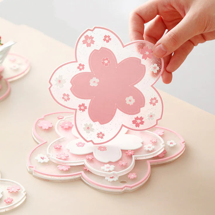 Kawaii Sakura Flowers Cup Mat