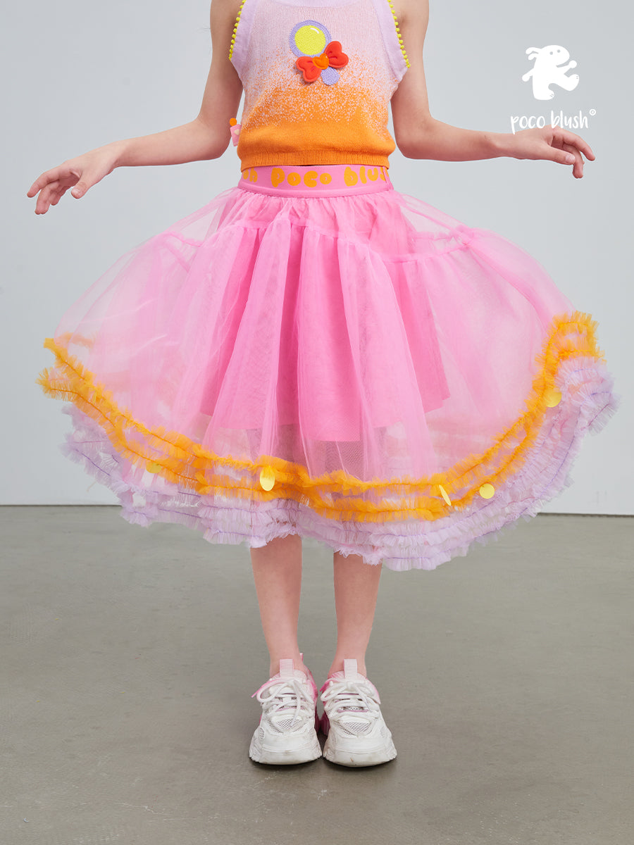 pocoblush Original Design Dreamy Tulle Half Skirt, 2024 Spring/Summer Collection for Girls, Princess Mesh Skirt